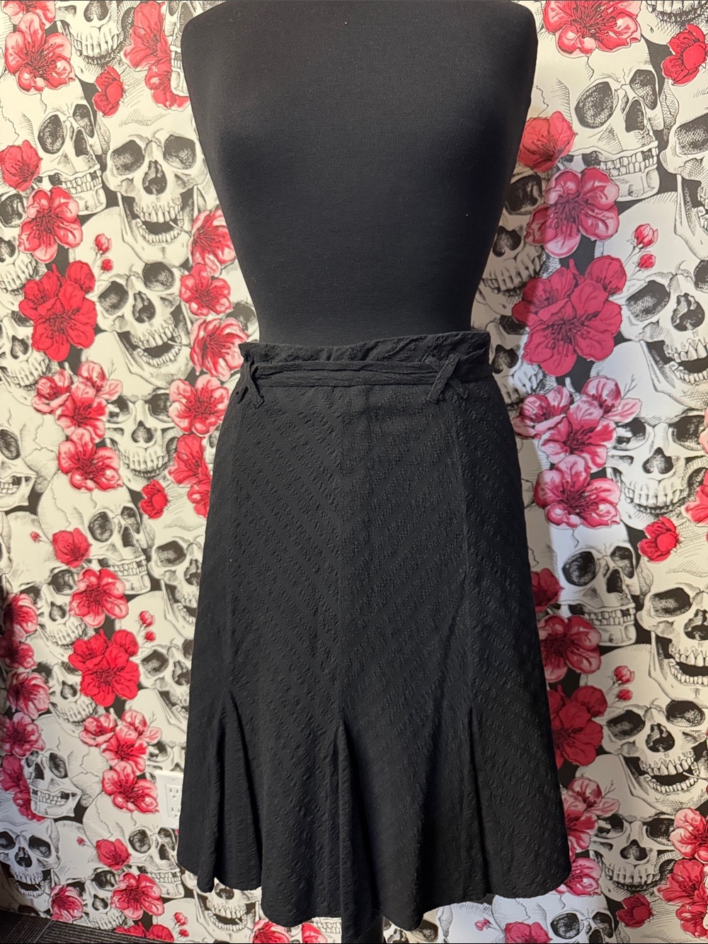 Ricki's Black Textured A-Line Skirt with Braided Waist - Picture 1 of 4